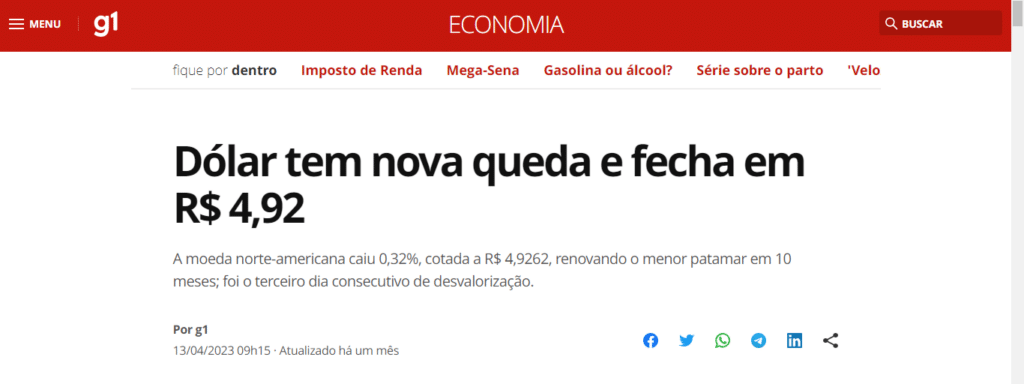 Queda no Dolar 2023